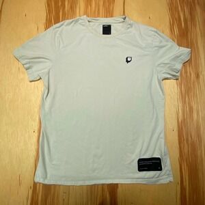 Twitch Organic Cotton Mens Large Cream Gaming Streaming Short Sleeve Rubber Logo